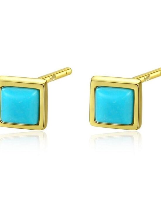 Jewelry - 3mm Sterling Silver Square Opal Stud Earrings